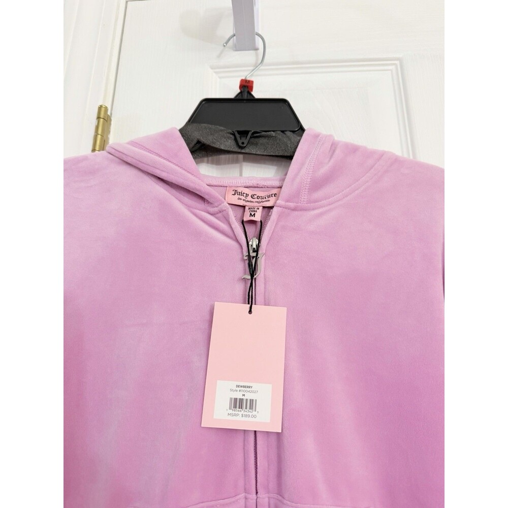 Juicy Couture Dewberry Velour Bling tracksuit Hoodie and Shorts Set Size M NWT - Picture 8 of 10